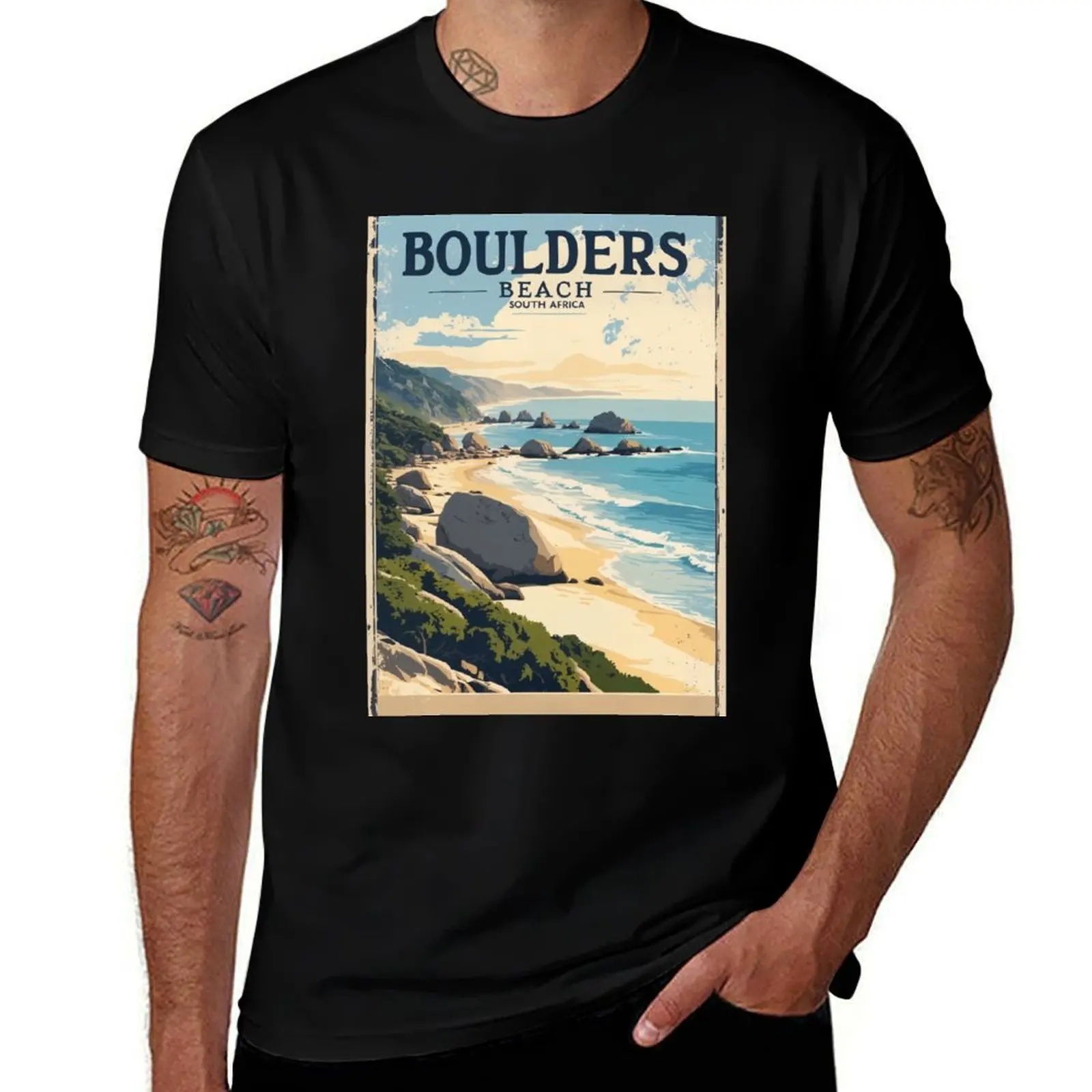 

Boulders Beach South Africa Poster – Vintage Penguin Beach Wall Art T-Shirt Anime t-shirt anime blue lock men clothes