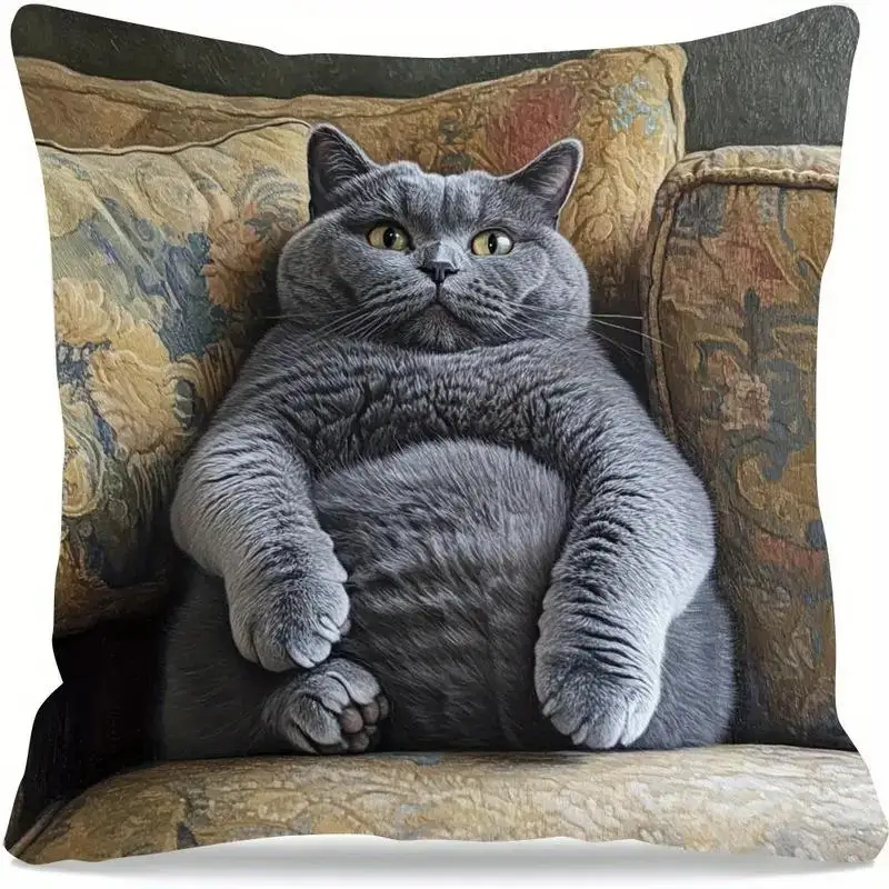 Vibrant Bohemian Kitten Double Sided Pillowcase, Charming Animal Print Decorative Cushion Cover, Insert Not Included