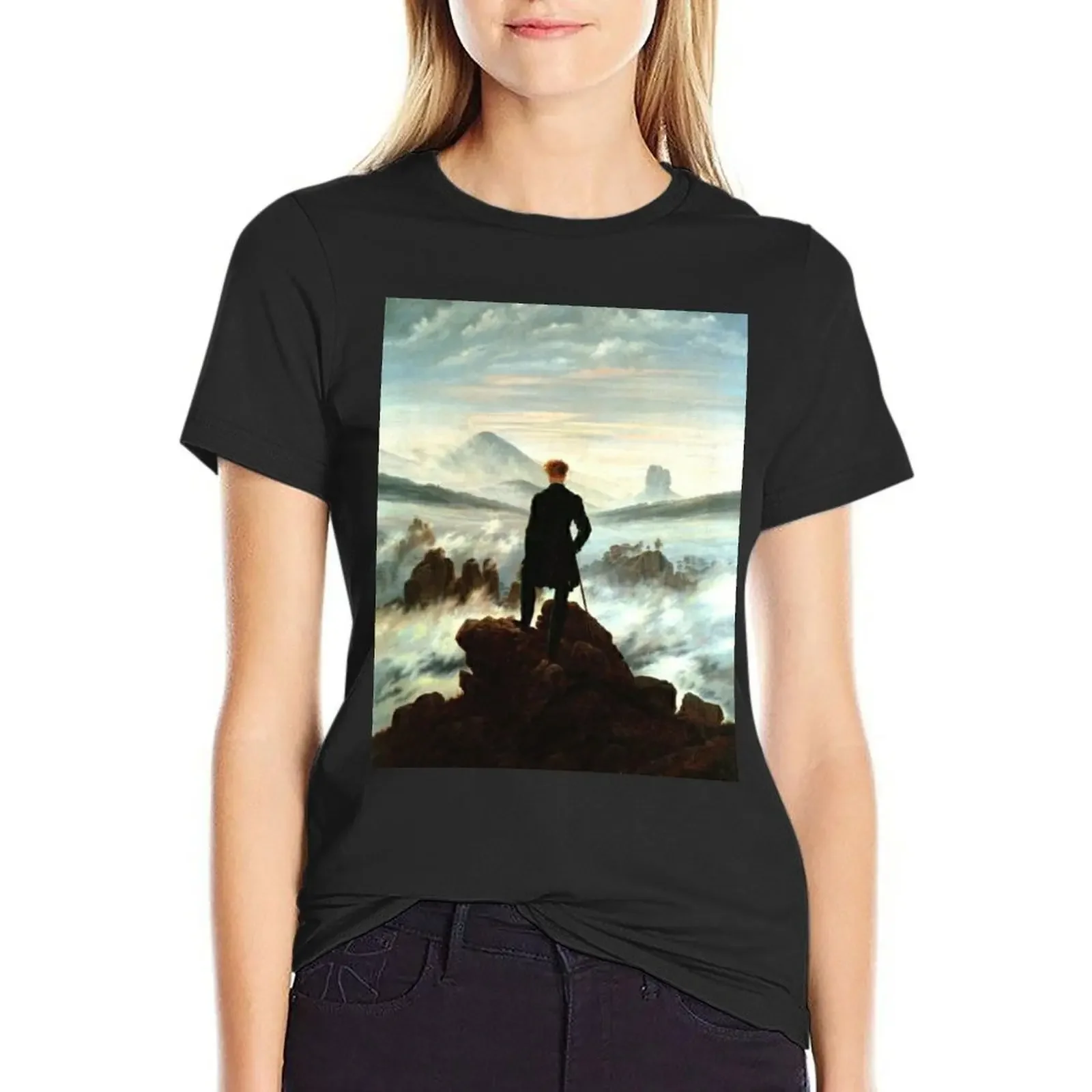 

Caspar David Friedrich - Wanderer above the sea of fog T-Shirt blacks sports fans vintage clothes woman t shirt