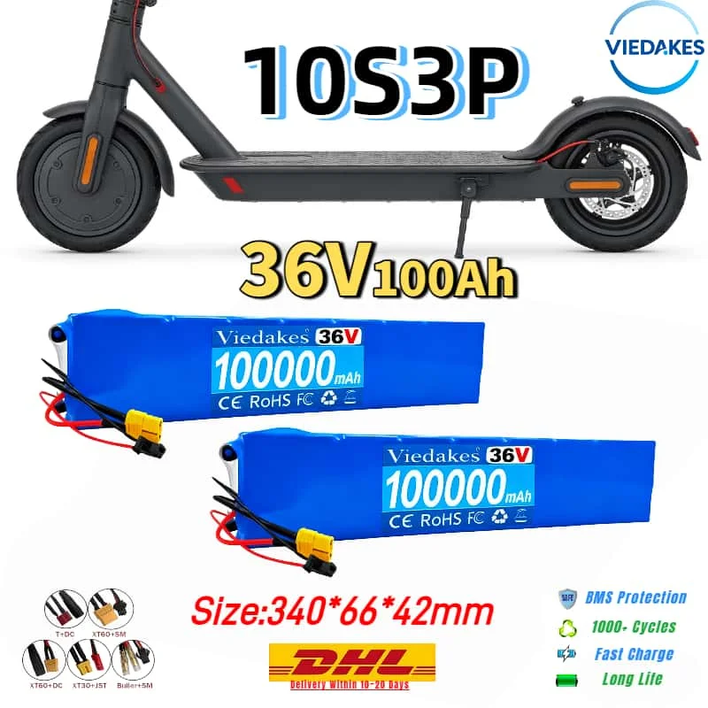 

Bestselling10S3P 36V 100Ah 18650 Lithium Battery with XT-60+DC Port for Xiaomi M365/M365pro E-Scooter Camping Outdoor Gear⚡️