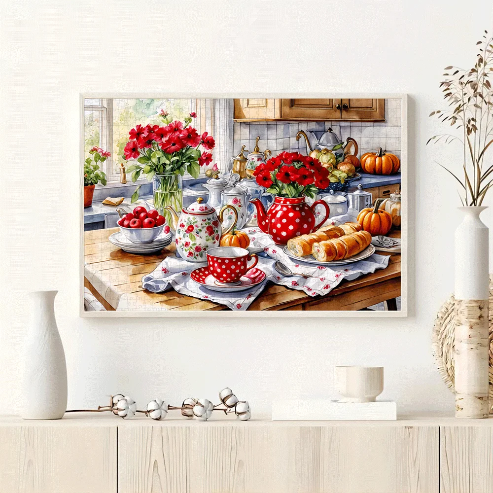 

Lively Coastal Town Cartoon Scene Jigsaw Puzzle Adult Kids Funny Intellectual Game Home Leisure Decorative Puzzle Toy