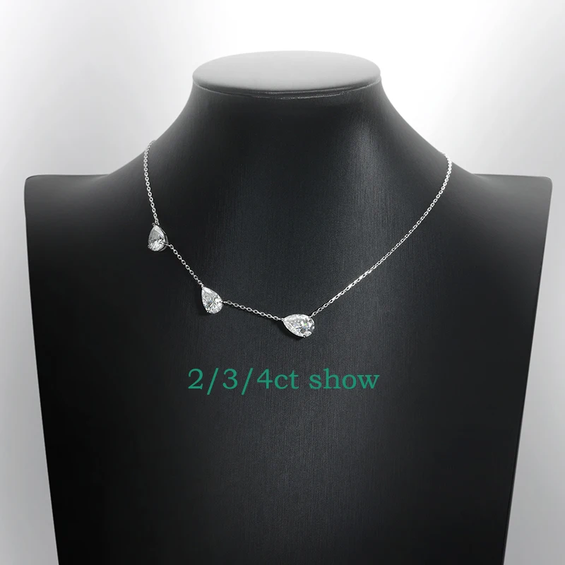 Smyoue 그라디언트 Moissanite 목걸이 여성용 3 보석 배 컷 인증 럭셔리 펜던... - 5