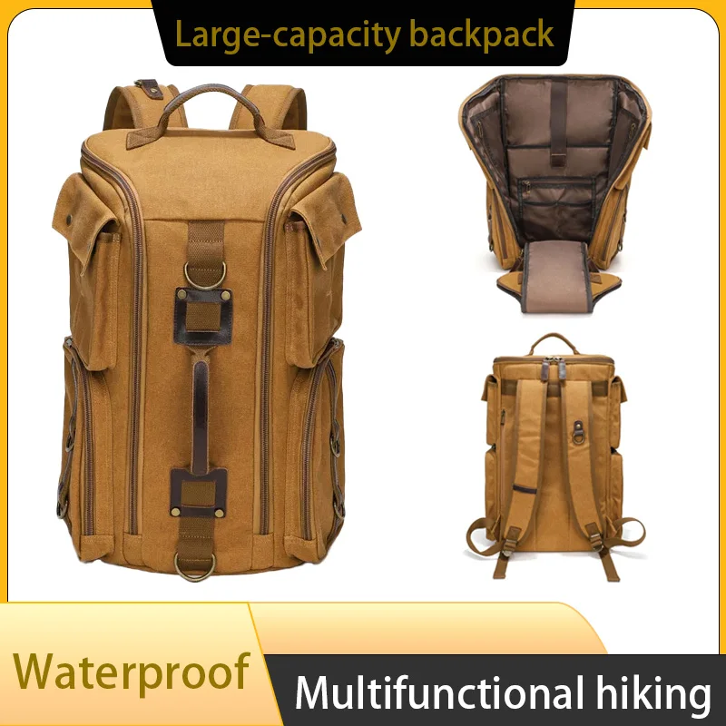 

Canvas backpack - outdoor large-capacity waterproof travel double-shoulder bag, durable and breathable computer bag