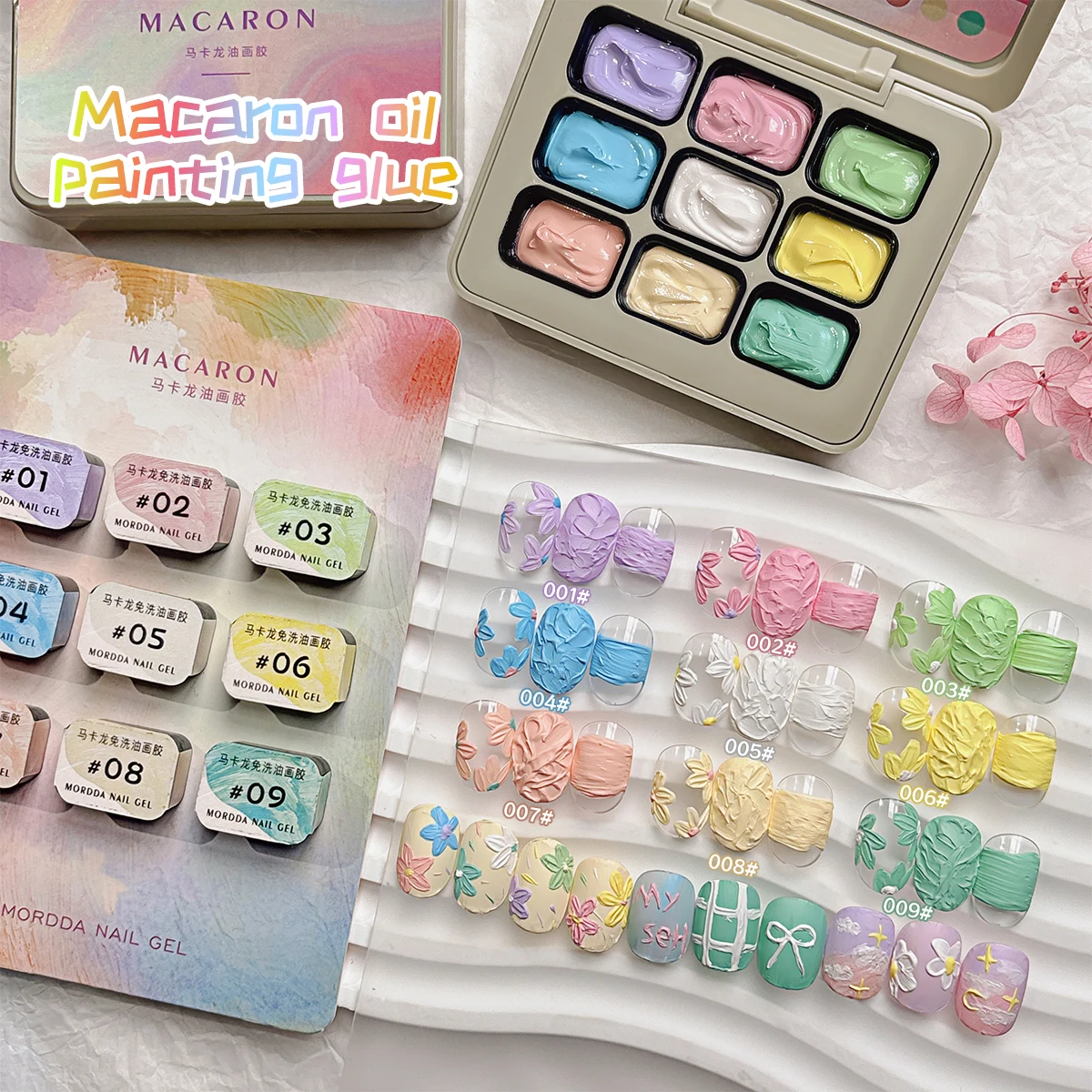 9-colors معكرون النفط اللوحة مسمار البولندية الربت الغراء لطخة المعلبة عالية التشبع شعبية شبه الصلبة مسمار البولندية الغراء مسمار Sa