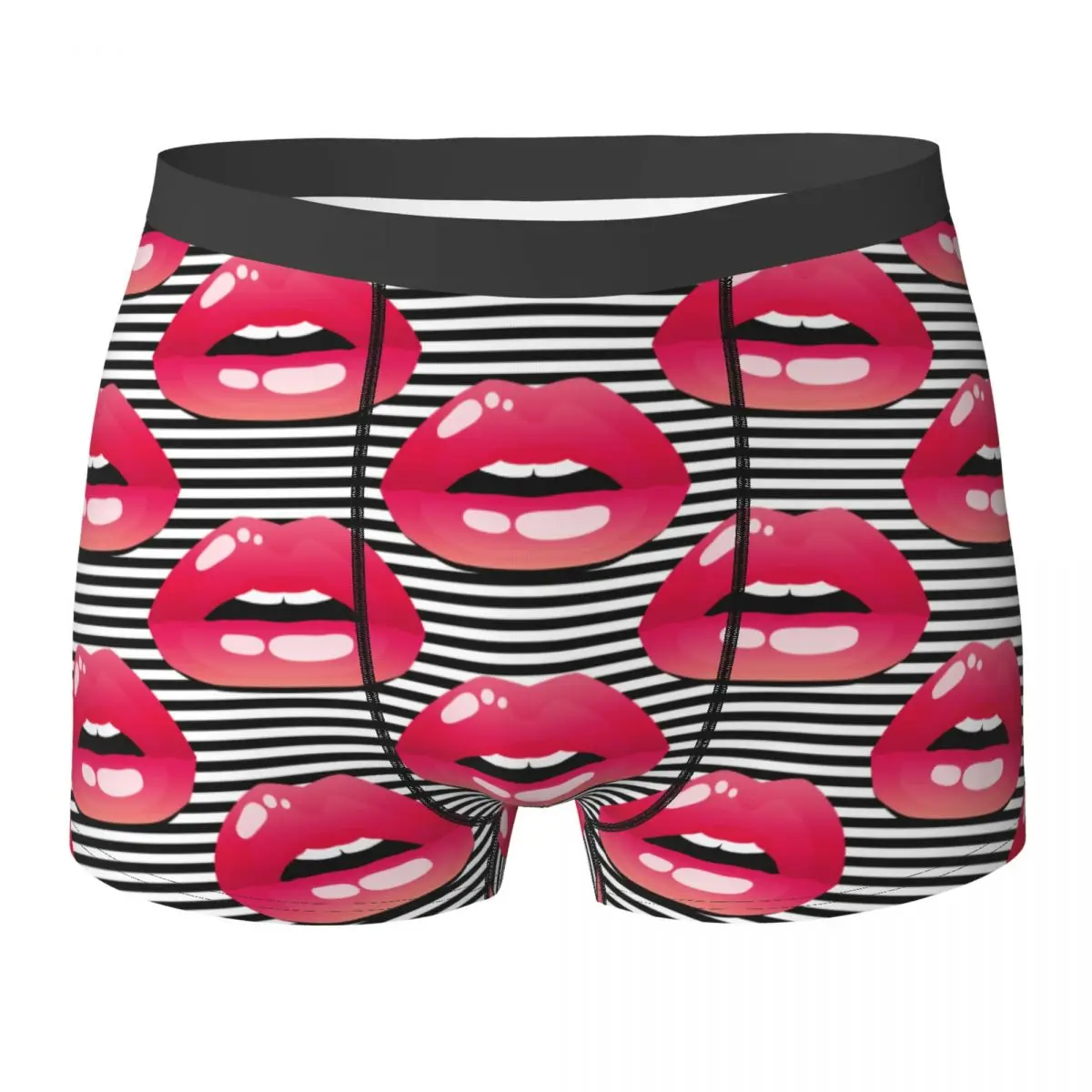 

Red Lipstick Sexy Lip Men Underwear Sweet Kiss Boxer Shorts Panties Funny Polyester Underpants for Homme S-XXL