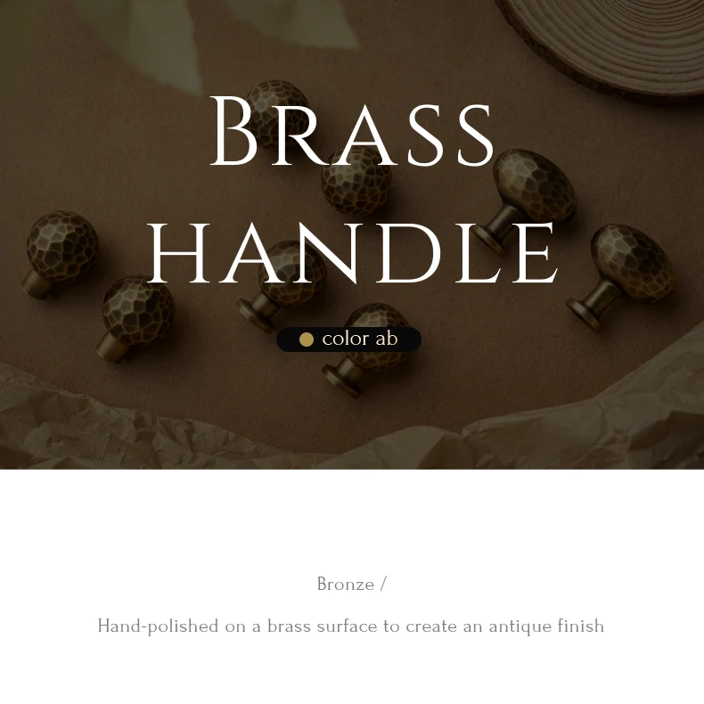 Hammered brass cabinet knob in antique brushed finish — product image 1