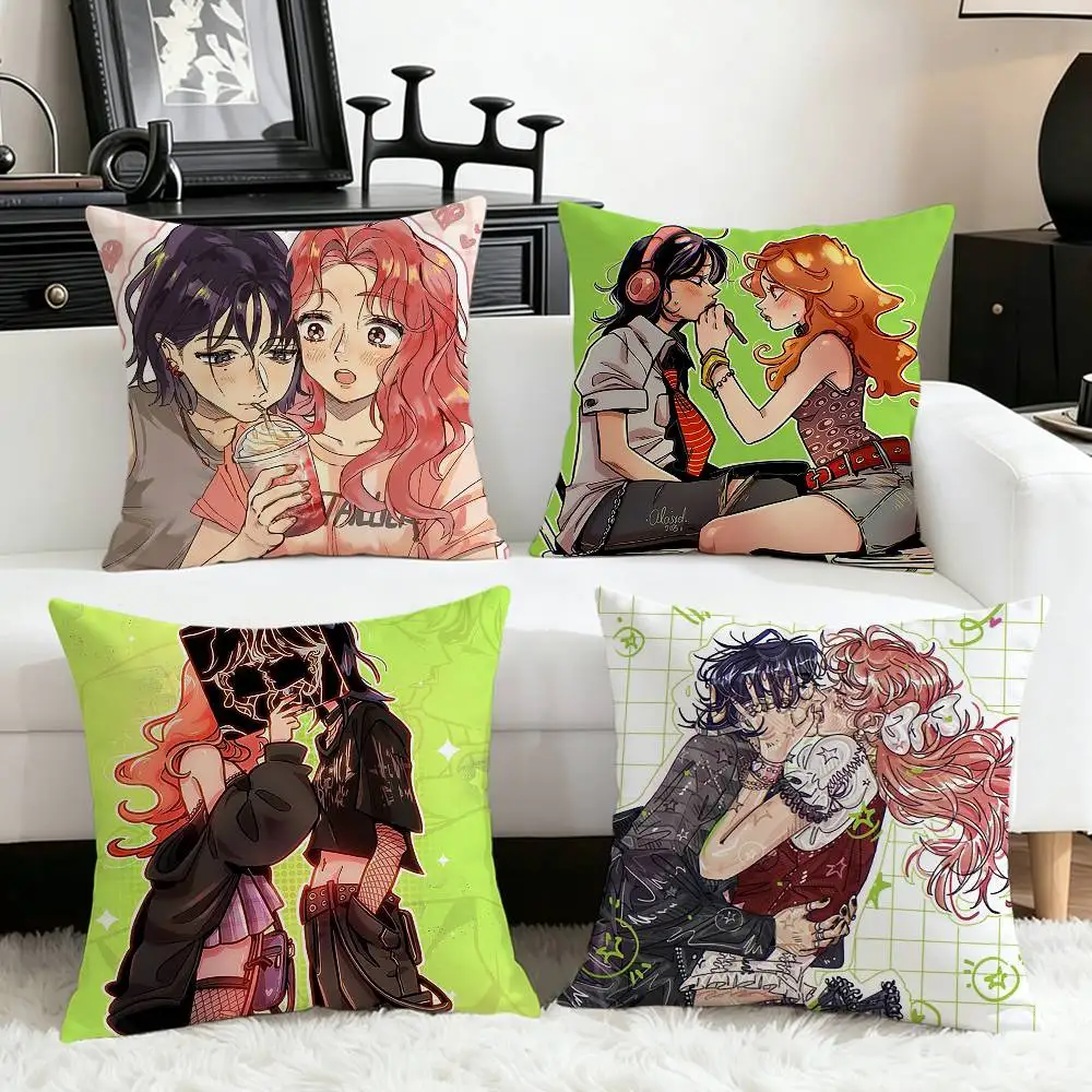 Comic strip Kinito Green Yuri   Various Sizes Square Pillow Case For Car Home Bedchamber Decor