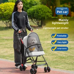 Pet Cart Small Dog Out Trolley Lightweight Foldable Dog Walking Umbrella Cart Cat Outdoor Trolley Pet Stroller Cat Carrier
