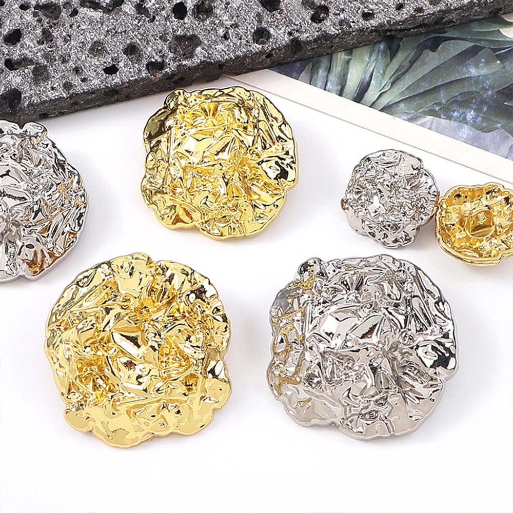 10 قطعة أزرار معدنية مجردة متعددة الاستخدامات للسترات/الحقائب/الحرف اليدوية ذاتية الصنع ، 17/22/35 مللي متر أزرار ذات شكل غير منتظم الذهب والفضة