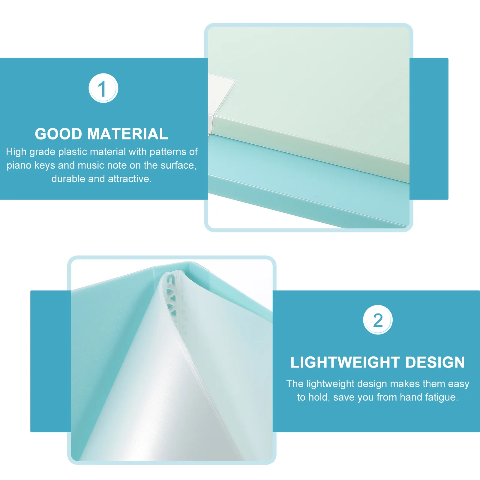 2 قطعة الموسيقى المحمولة الموثق مادة بلاستيكية عالية الجودة مع أنماط مفاتيح البيانو للمستندات مجلدات الموسيقى #1