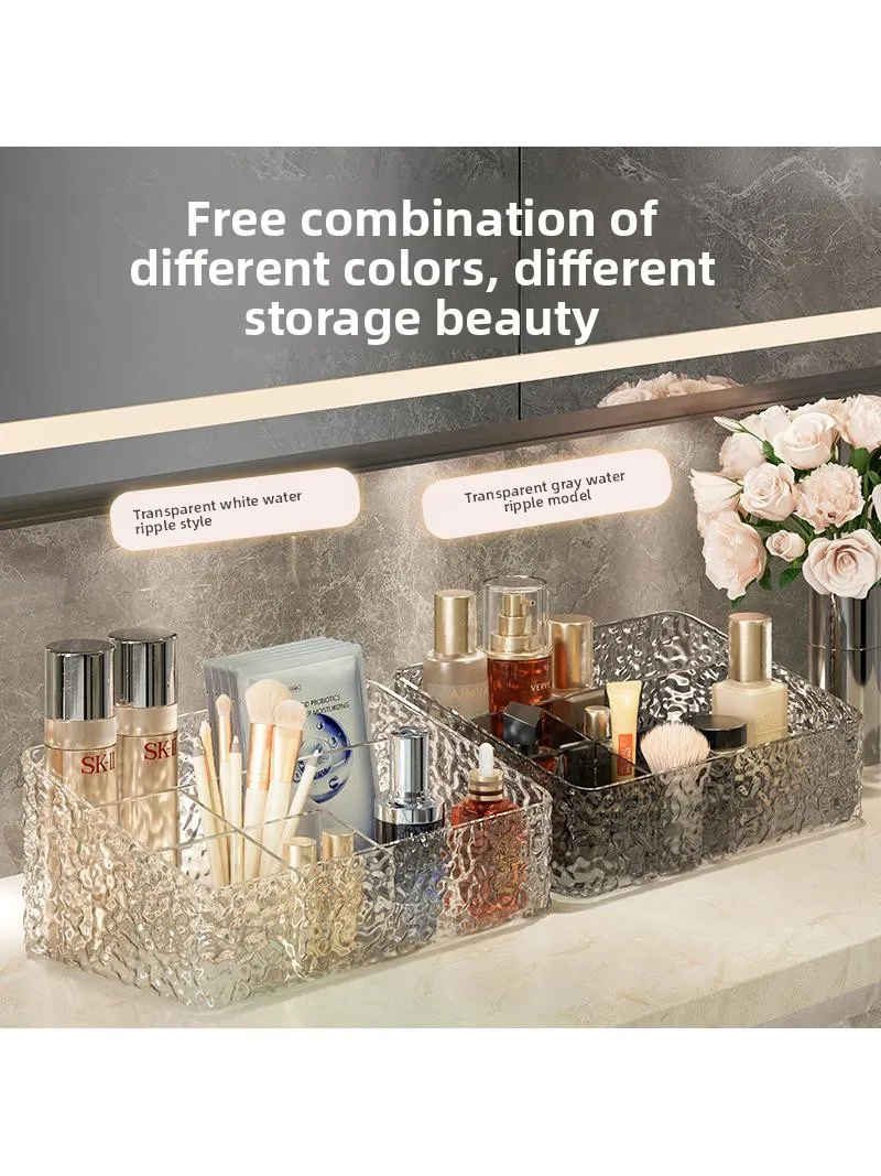 

Модный пластиковый органайзер для косметики с ледниковым узором, большой, на шесть отделений, для ванной и туалета, решение для экономии места