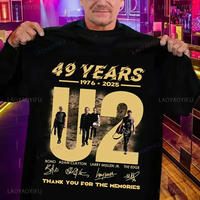 U2 Band 49 Anniversary Graphic Tee Unisex 1976-2025 Vintage Rock Tribute Signatures T-Shirt Casual Street Style Music Apparel