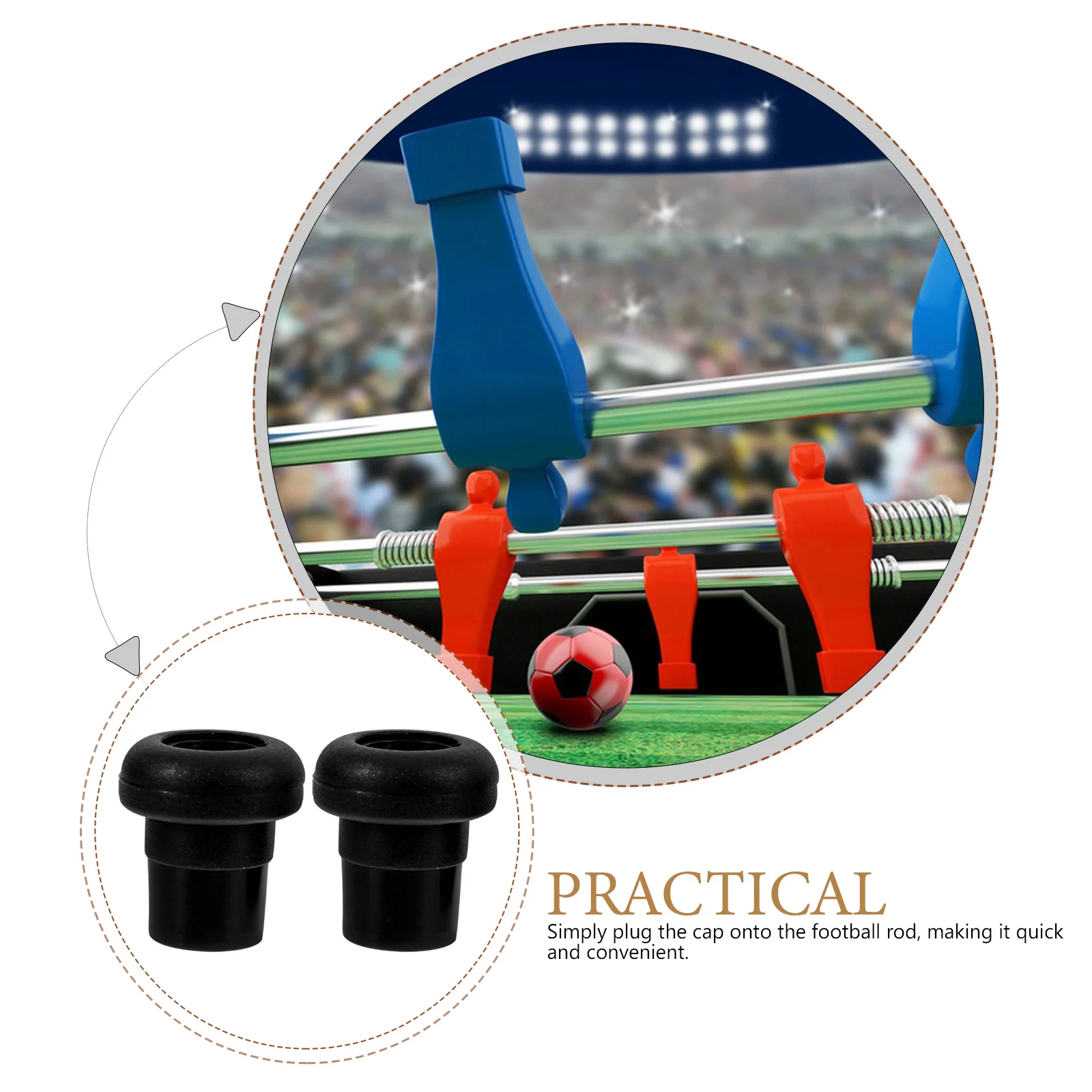 

20 Pcs Table Football Machine Accessories Foosball Rod Caps Black Post Covers End Replacement Plug Tip Protectors