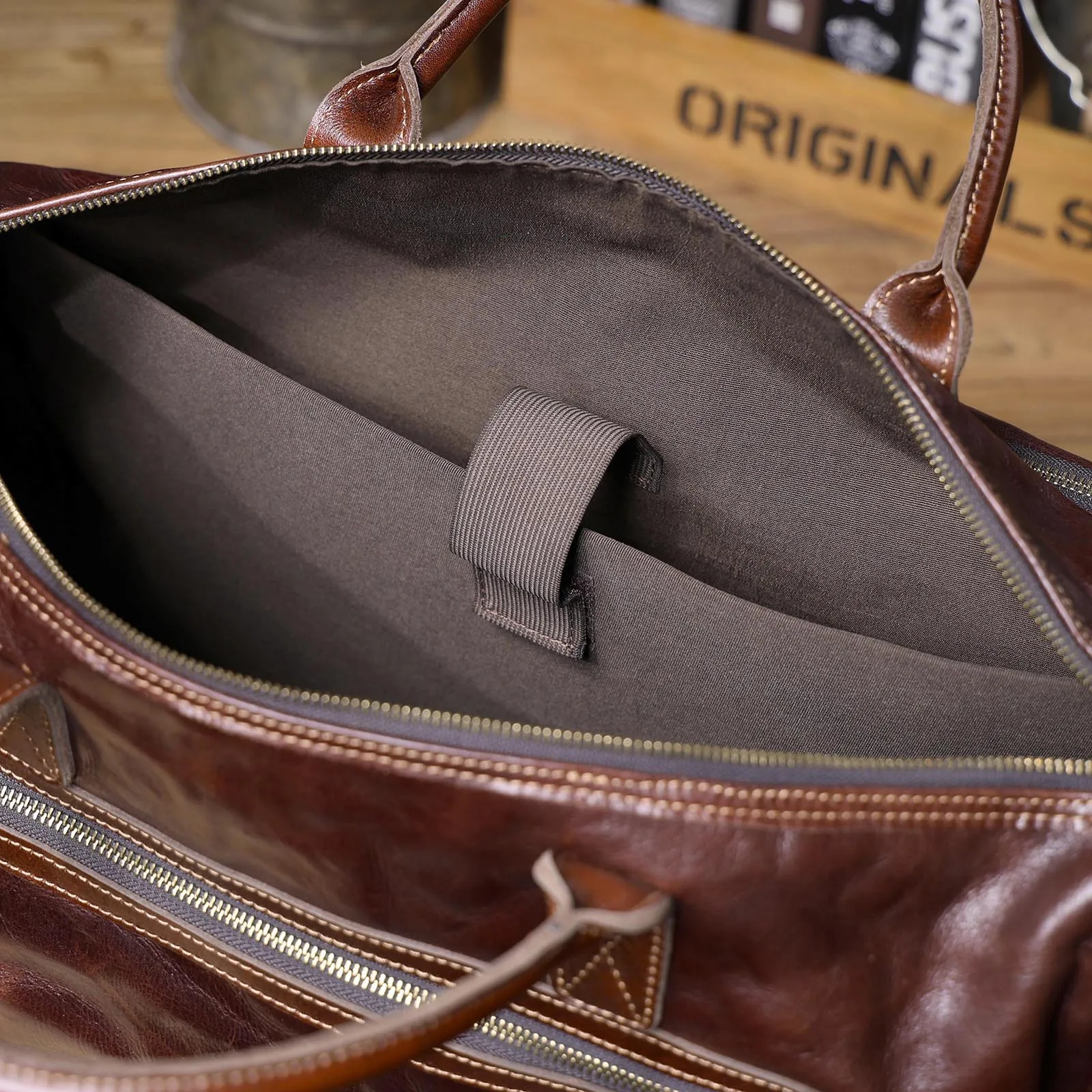 S.WORKER Vintage Echtleder-Reisetasche Italienische Rindsleder-Reisetasche Herren-Weekender-Tasche Sporttasche Handgepäck – Detail 17