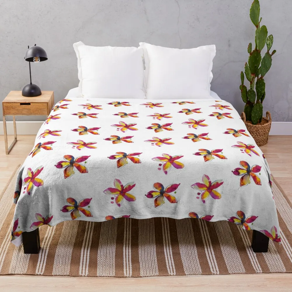 

Tropical colorful watercolor flowers Throw Blanket Flannels Extra Large Throw Loose sofa bed Blankets