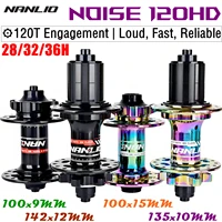 Bujes de bicicleta NANLIO 120HD MTB buje de bicicleta de carretera, compromiso 120T, 6 trinquetes 3 dientes, 28/32/36H, eje QR y pasante, 8-13 velocidades