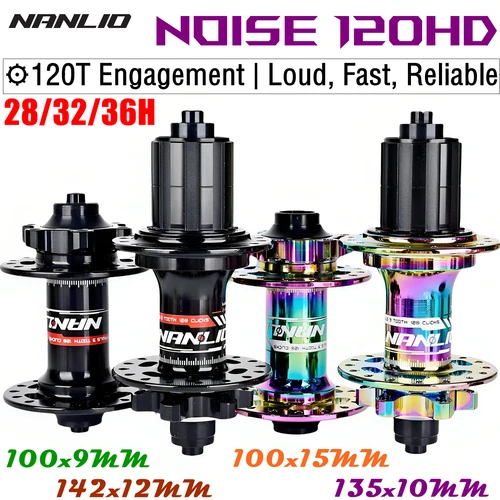 Imagen 1 del producto Bujes de bicicleta NANLIO 120HD MTB buje de bicicleta de carretera, compromiso 120T, 6 trinquetes 3 dientes, 28/32/36H, eje QR y pasante, 8-13 velocidades