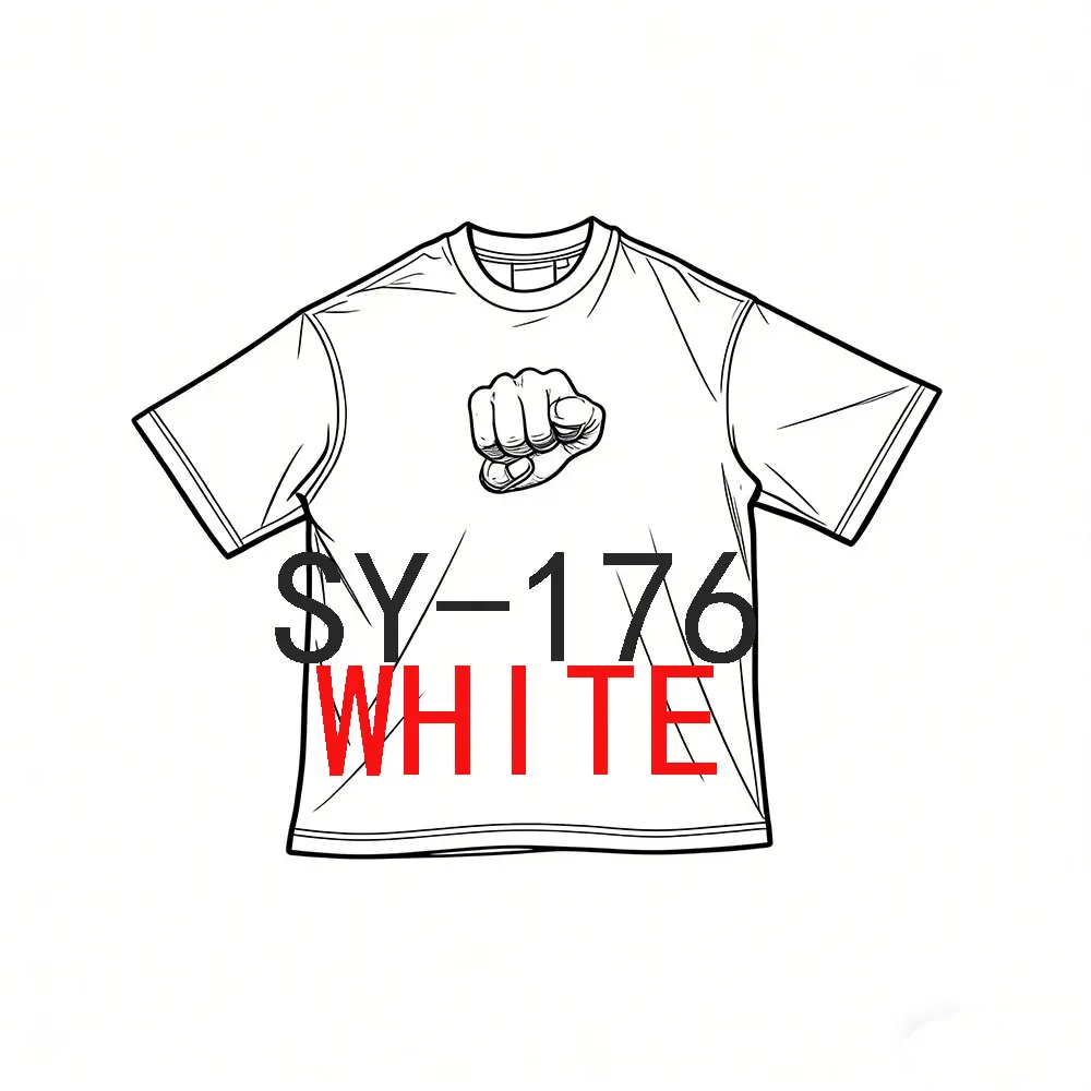 

SY-176 Unisex Cotton Short Sleeve Tee Jogger T-shirt Summer Tracksuit TopPrinted White Short Sleeve