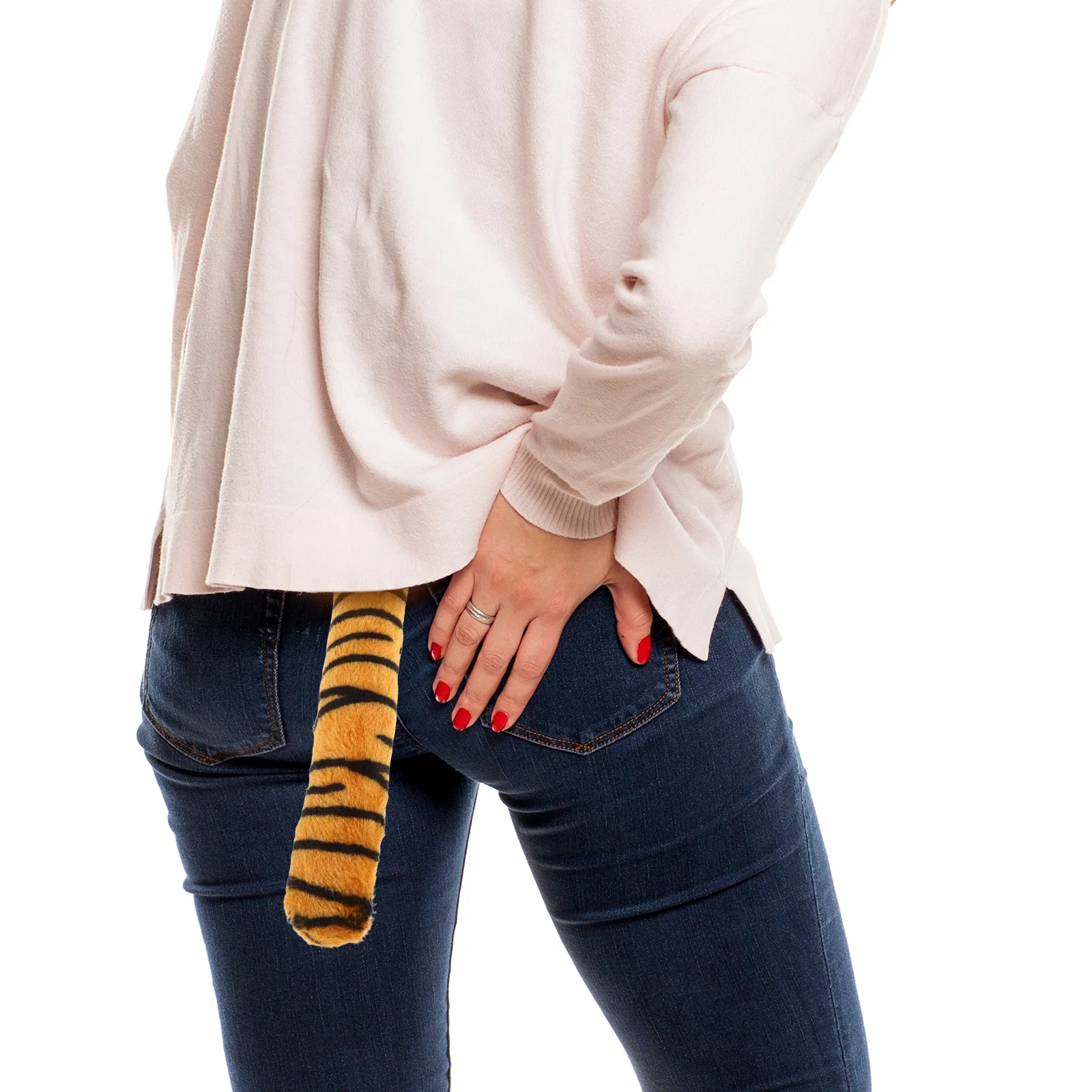 Accessorio per costume da coda di tigre Vestito per cosplay di animali di Halloween per bambini Adulti Vestito da festa Puntelli per cosplay di tigre