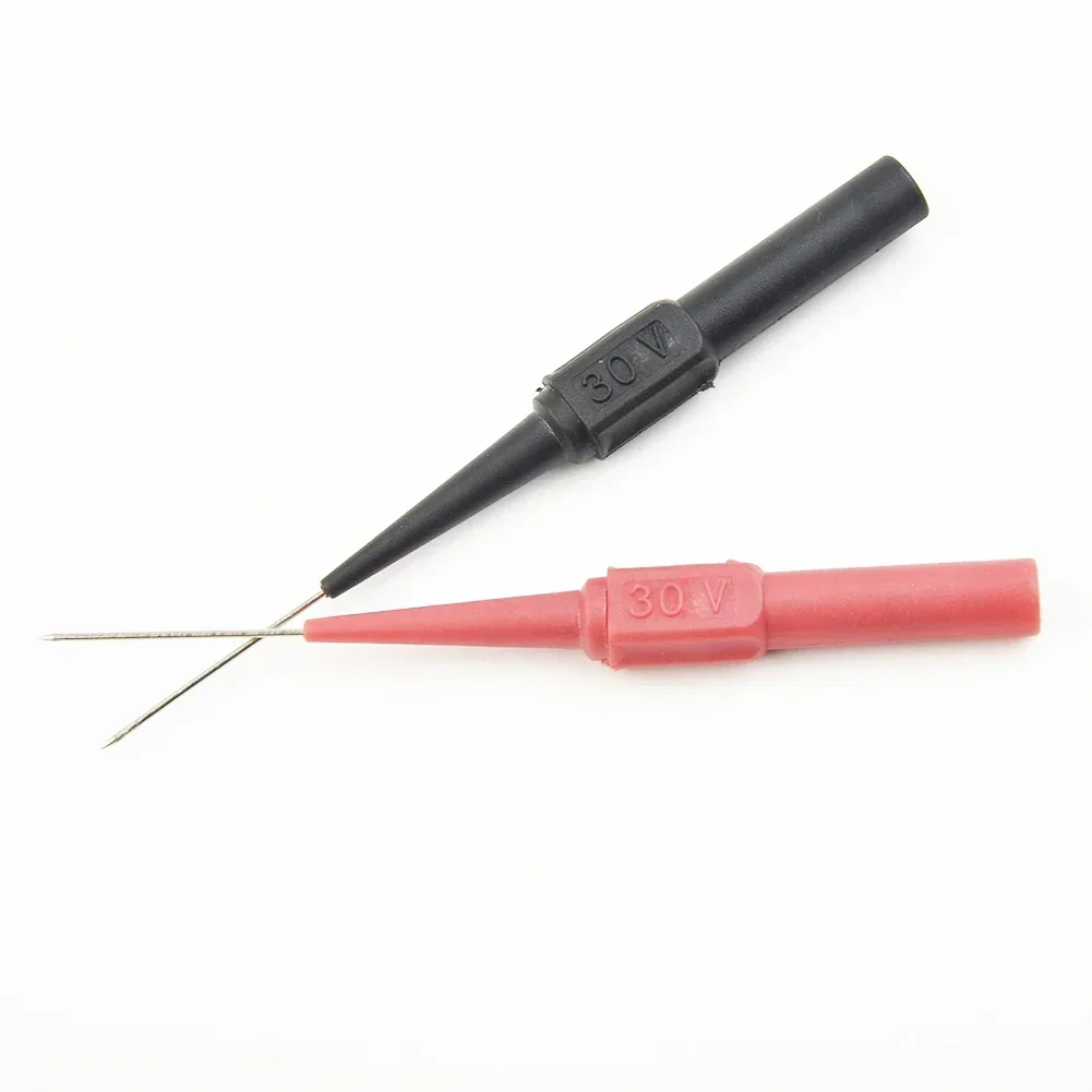 10pcs Insulation Piercing Needle Non-destructive Multimeter Test Probes Measuring Device Red/Black 30V For Banana Plug