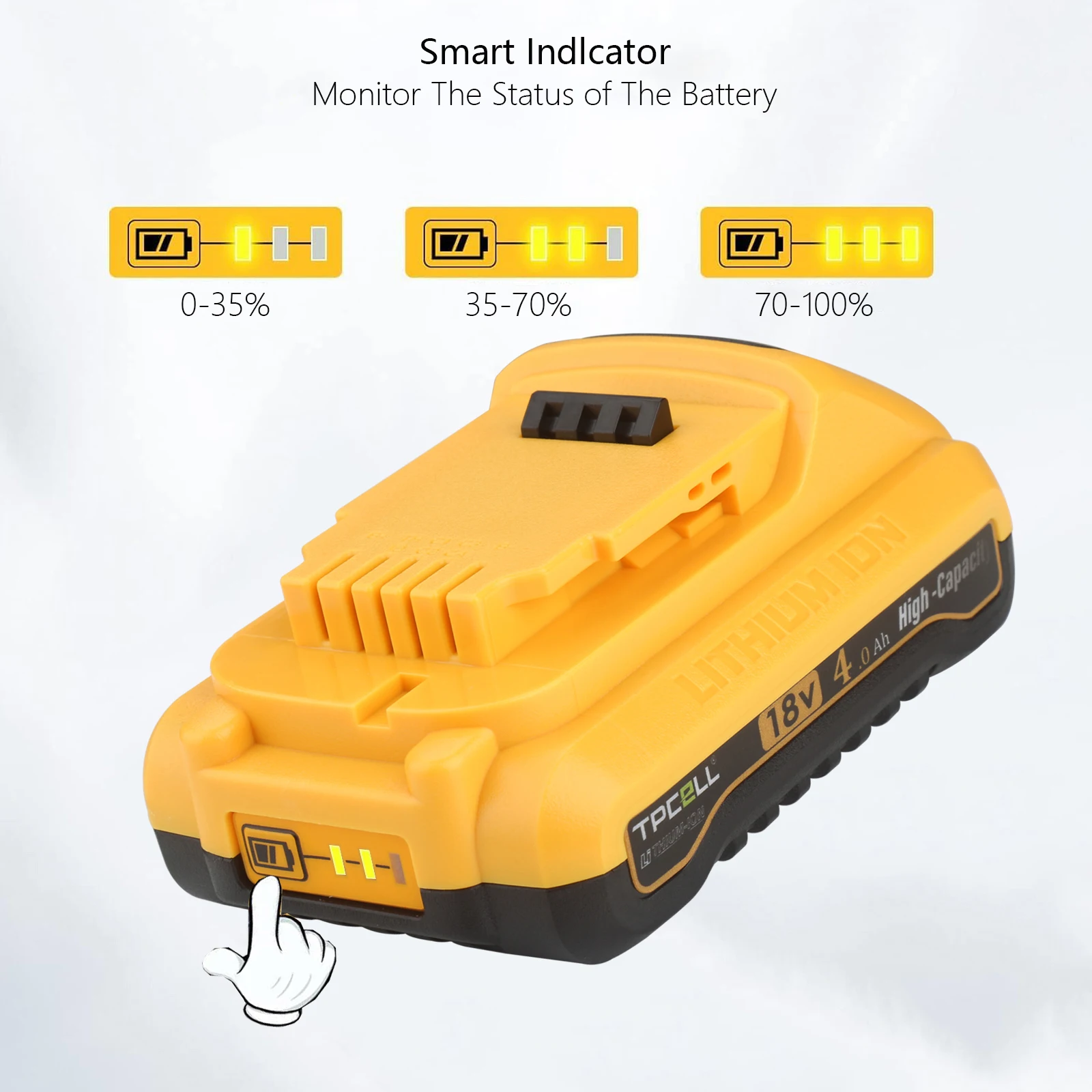 TPCELL 4.0Ah For DeWalt 20V Battery 21700 Cells DCB204 Replacement Battery Compatible With For Dewalt 18V/20V Tools Battery