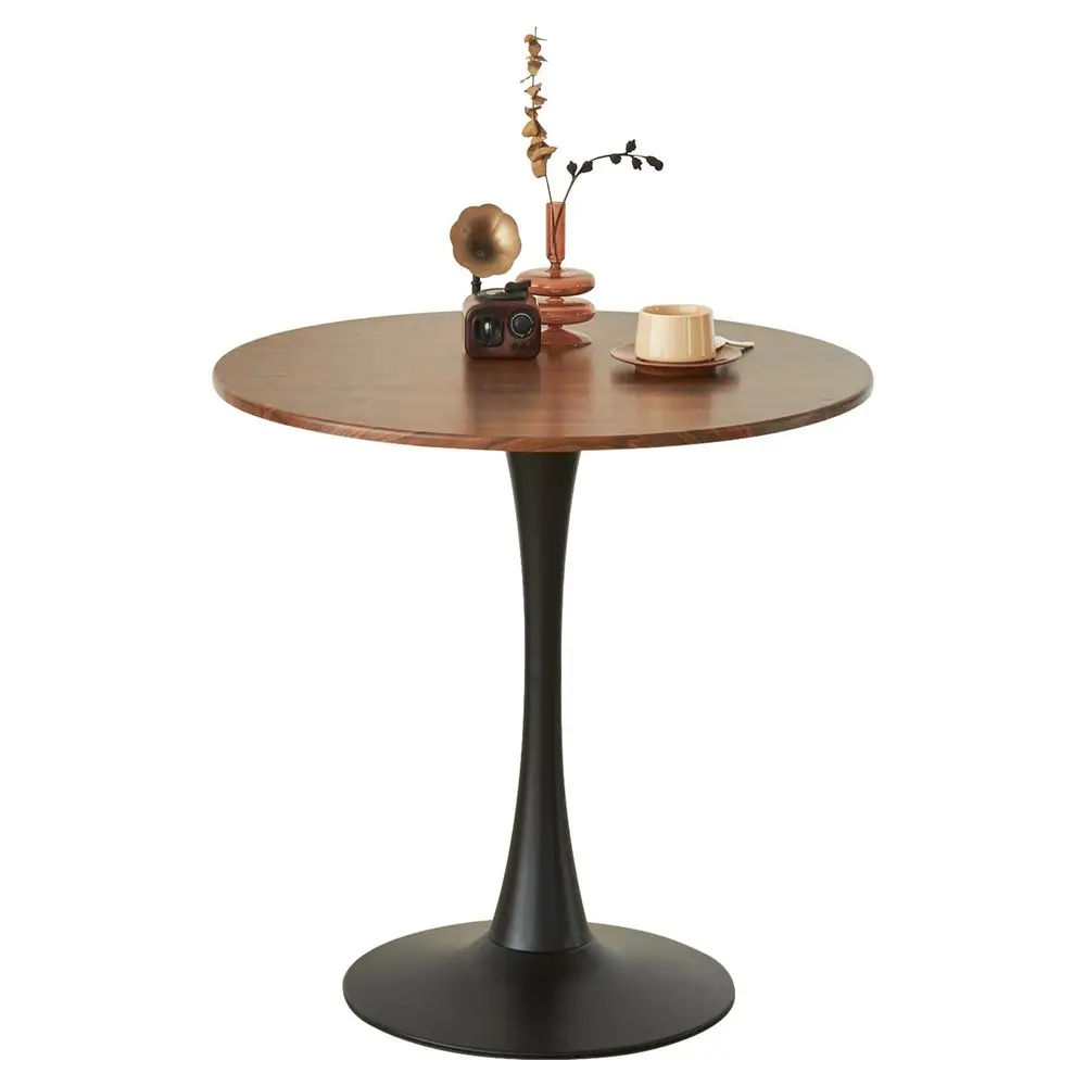 

Dining Tulip Table for 2, MidCentury Modern Table with Sturdy Metal Pedestal for Kitchen, Bistro, Cafe, Leisure Faux Walnut, 24