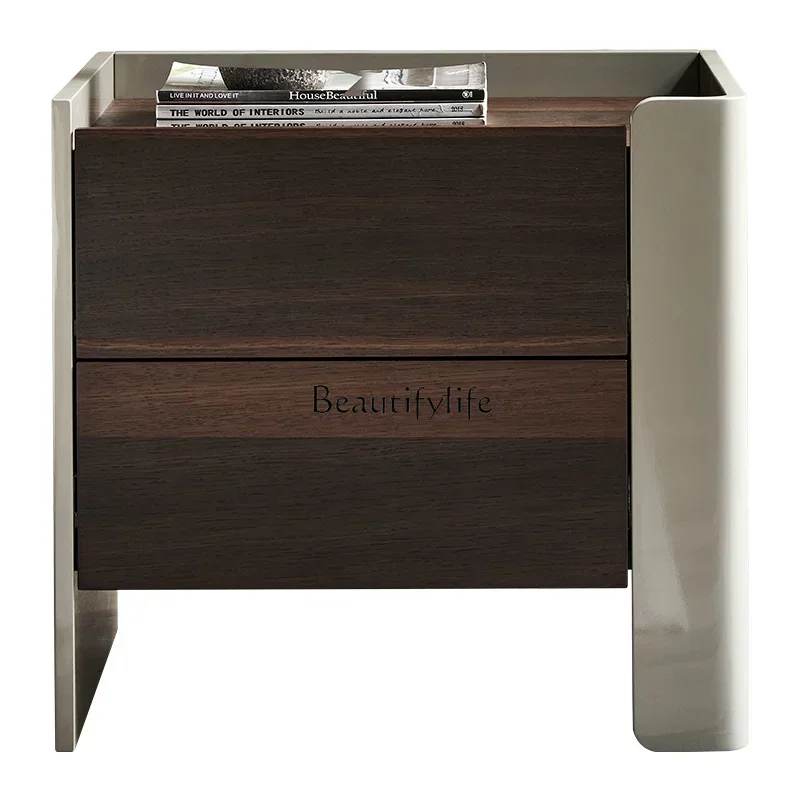 

Master bedroom square painted bedside table Italian minimalist modern minimalist locker