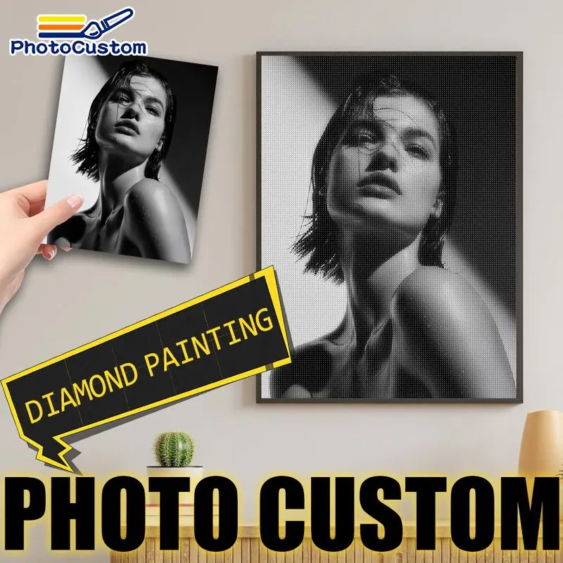 

PhotoCustom полный круглый/квадратный 5d набор для алмазной живописи «сделай сам» семейные портреты на заказ украшение для вышивки подарок