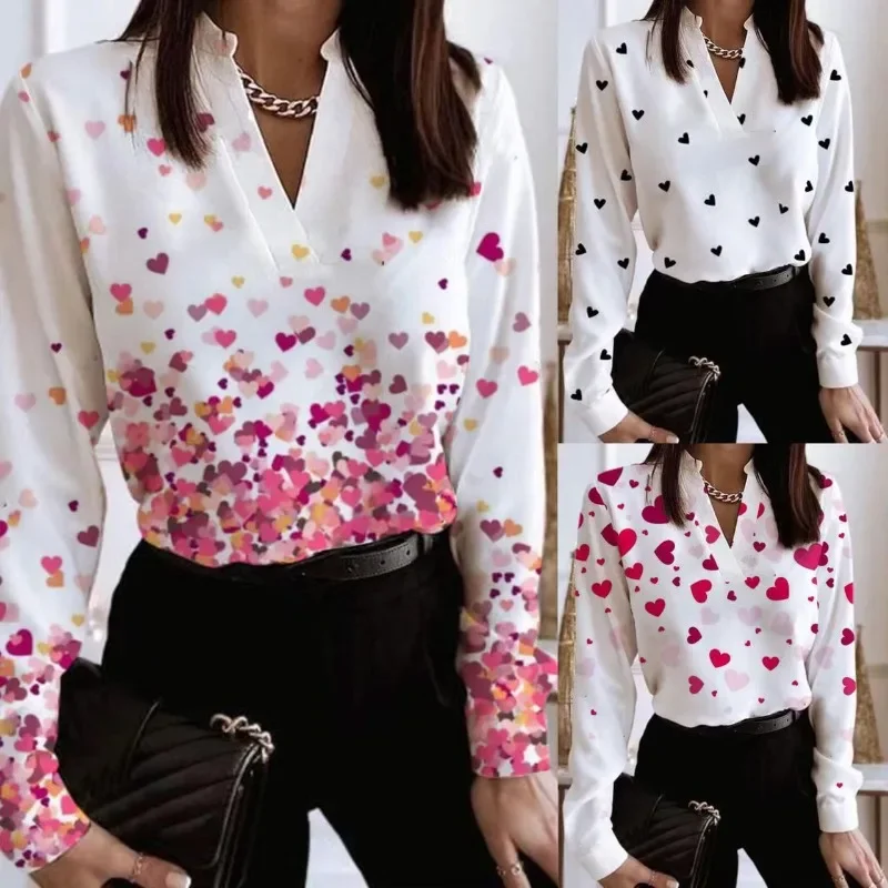 Autumn New Women's Casual Long Sleeved V-neck Shirt Fashion Luxury Versatile Commuter Wear