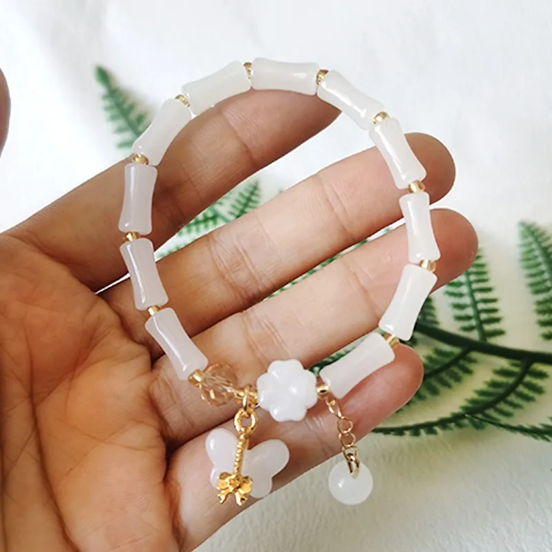 

DIY Oriental Ethnic Style Blessing Bracelet Step by Step, White as Jade Bracelet, High end Business Gift Versatile