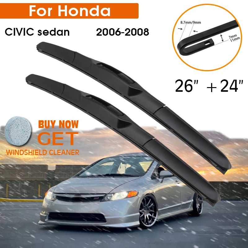 Car Wiper For Honda CIVIC sedan 2006-2008 Windshield Rubber Silicon Refill Front Window Wiper 26