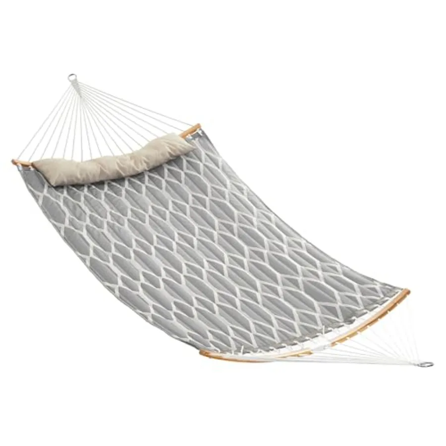 Portable Double Hammock Quilted with Padded Pillow 78.7 x 55.1 Inches 495 lb Capacity Gray for Outdoor Relaxation Garden Patio