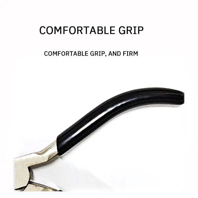 Alicates de cabeza grande de tres secciones, alicates de boca redonda y boca plana, Mini alicates para joyería, alicates para joyería DIY, alicates con forma de bobinado, color negro