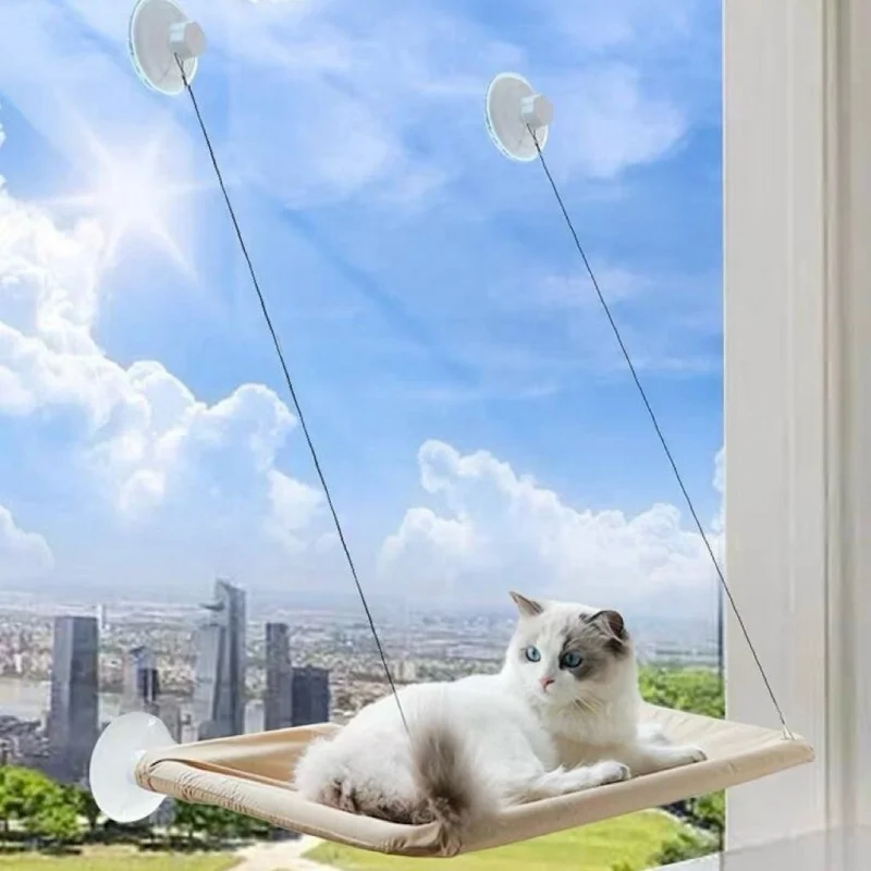 Cat Window Hammock With Strong Suction Cups 20kg Bearing No Drilling Space‑Saving Hanging Cat Window Perch Bed For Indoor Cats