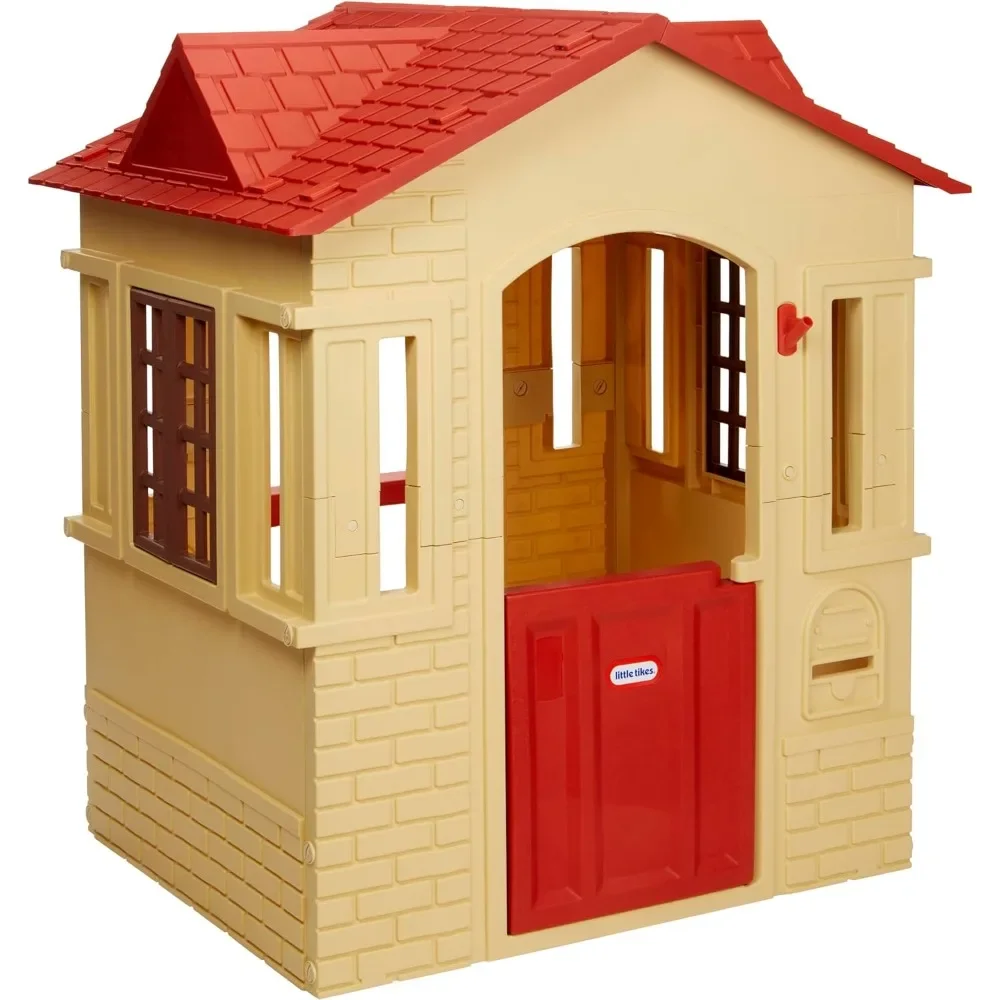 

Cape Cottage Playhouse with Working Door, Windows, and Shutters - Tan, Toddlers Ages 2+ Years