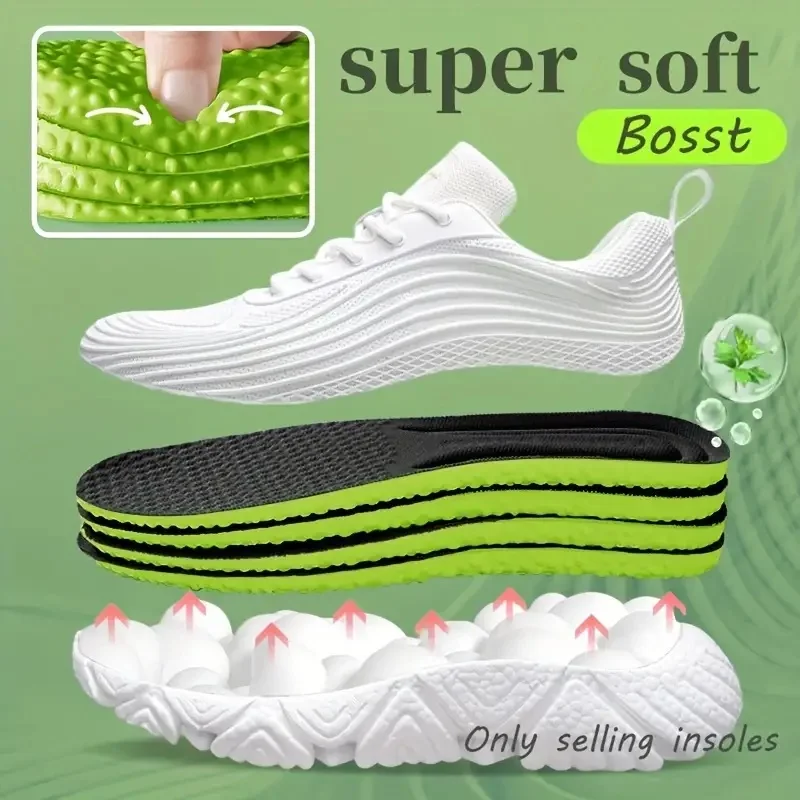2 Pairs Sports Running Insole for Shoes Soft Shock-Absorbing Arch Support Plantar Fasciitis Template Insoles for Feet Shoe Sole