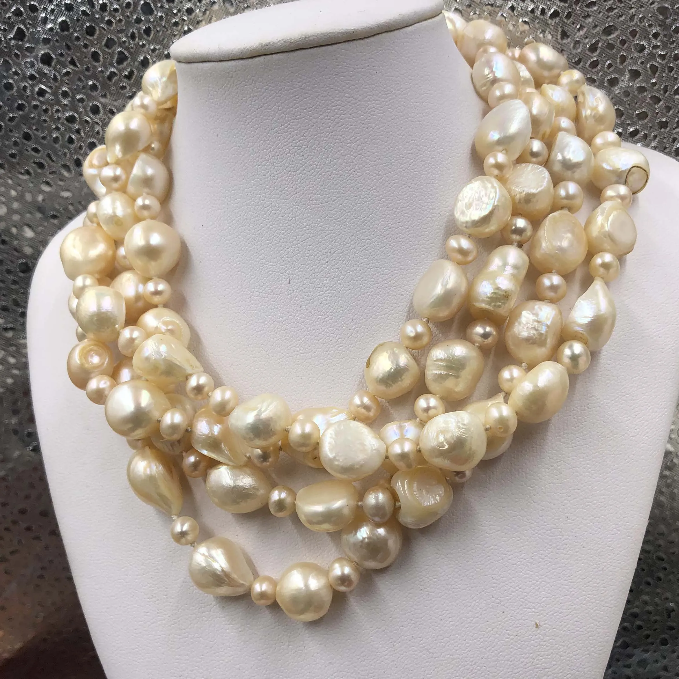 ELEISPL WOW 150CM Length Sweater Necklace Baroque Fresh Water Pearl 5-6mm 10-12mm #22010006