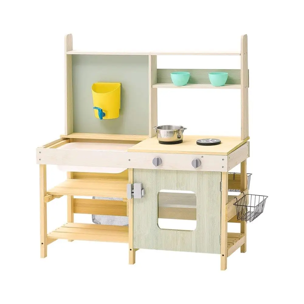 Ensemble de jeu de cuisine en bois pour enfants, jouet de cuisine, activité amusante dans le jardin