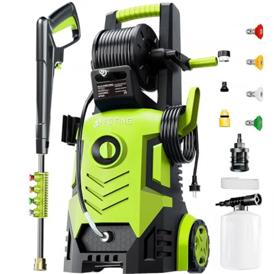 

Новая Мощная Мойка Высокого Давления 2026 года, 4500 фунтов на кв. дюйм, с 4 быстросъемными насадками, входным шлангом, фильтром и пенной насадкой для автомобилей, заборов, подъездных путей, патио