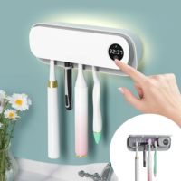Smart UV Air Drying Toothbrush Sterilizer for Bathrooms, Timer Function & 5 Toothbrush Slots, Wall Mounted Toothbrush Holders