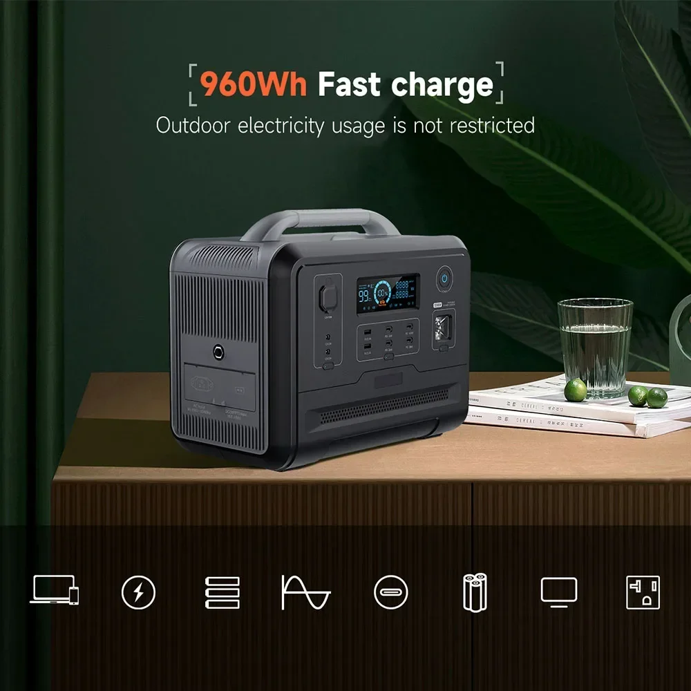 2048Wh Portable Station 2400W 1000W 2000W Solar Panels Lifepo4 Battery Car Source Energy Storage Generator Power