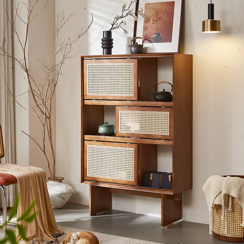 

Tea room furniture display cabinet against the wall, storage cabinet, tea cabinet, wabi safeng tea, tea set, bogu rack