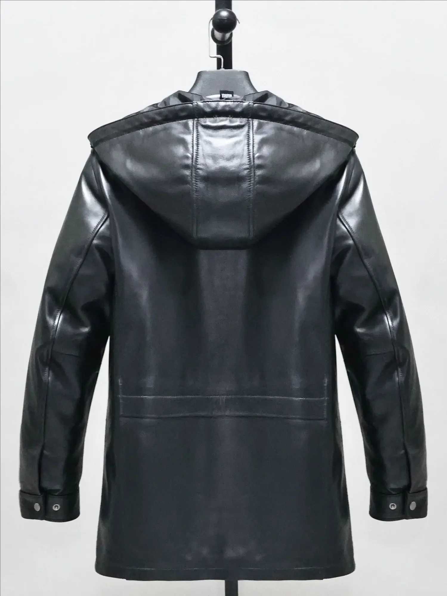 YR!Best.Slim Fit.Mens Short Leather Parka Cloth.Quality Natural Soft Sheepskin Coat.Warm Detachable Lining Jacket.Casual