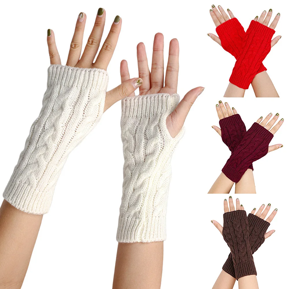 Long Fingerless Gloves Motorcycle Gloves Women Mitten Winter Arm Warmer Knitted Arm Sleeve Soft Girls Clothes Fingerless Gloves