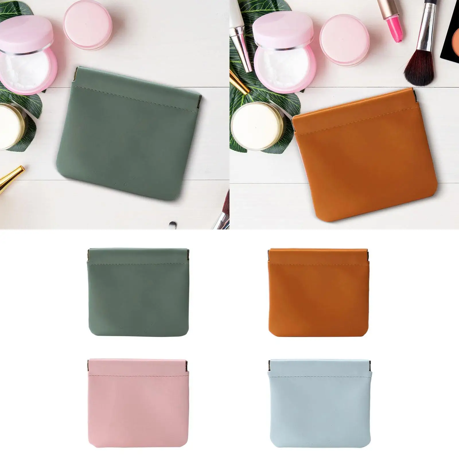 

Small Pocket Cosmetic Bag No Zipper PU Leather Lipstick Cosmetic Accessories Organizer Purse Perfume earphone Pocket Makeup Bag