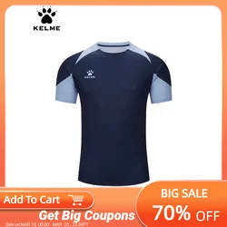 Kelme Men's Soccer Short Sleeve Gym Running Moisture Wicking Round Neck T-shirt Training Exercise Gym Sport Shirt Tops
