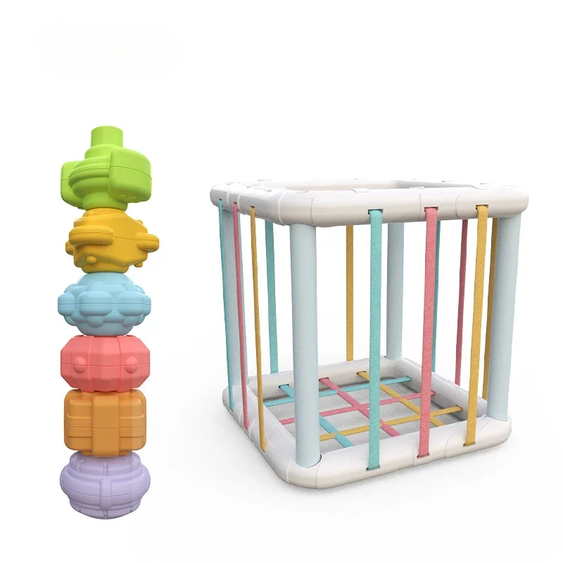 Montessori Baby Toys Stack Pull Blocks Games 0-12 Months Color Shade Sensory Babies InfantDevelopment Learning Educational Toys