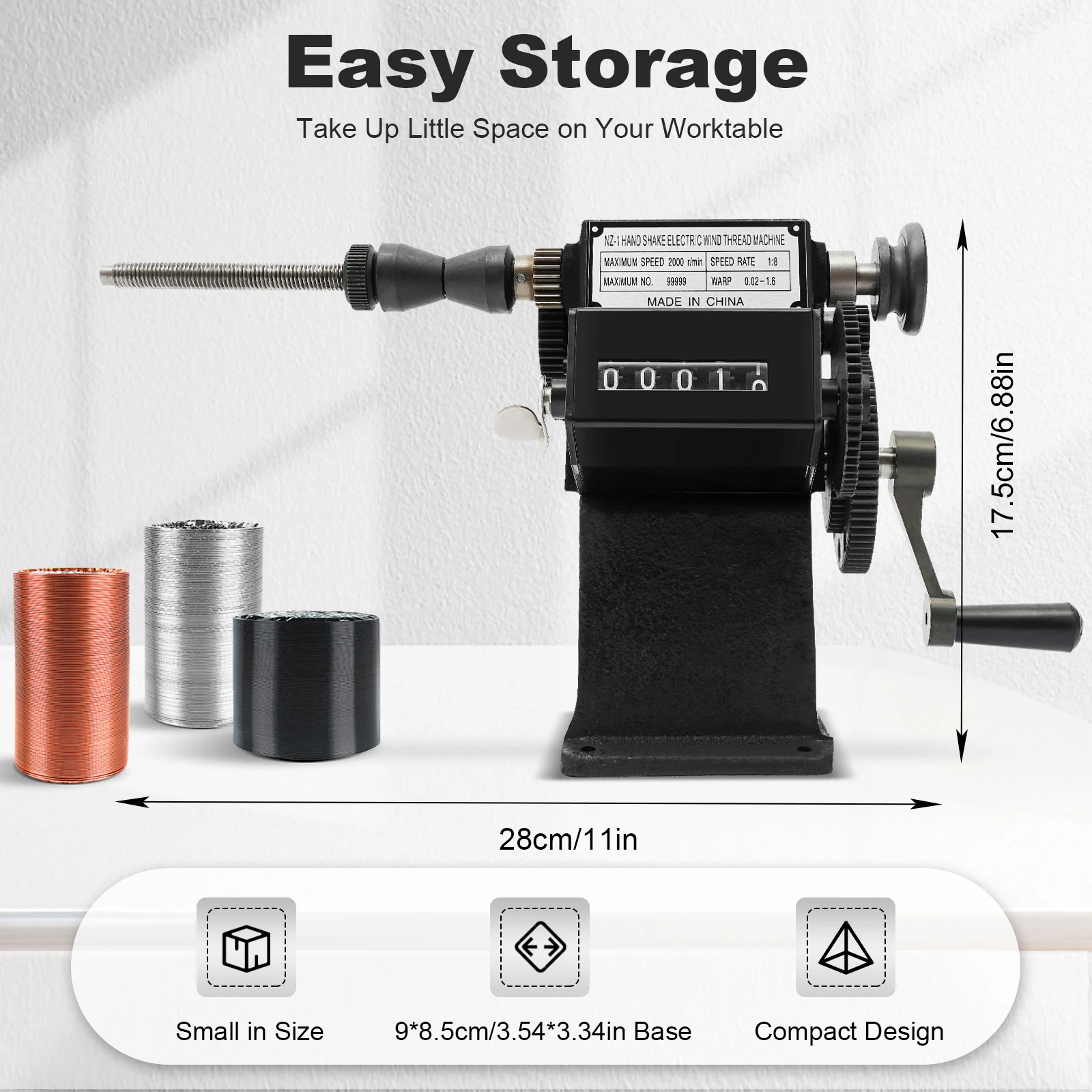 Wire Tool Counter Hand Coil Winding Tool Dual Purpose Manual Coil Winder Machine