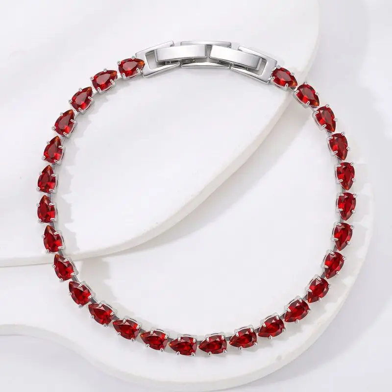 simple fashionable european and american style copper inlaid cubic zirconia unisex tennis chain bracelets suitable for all match