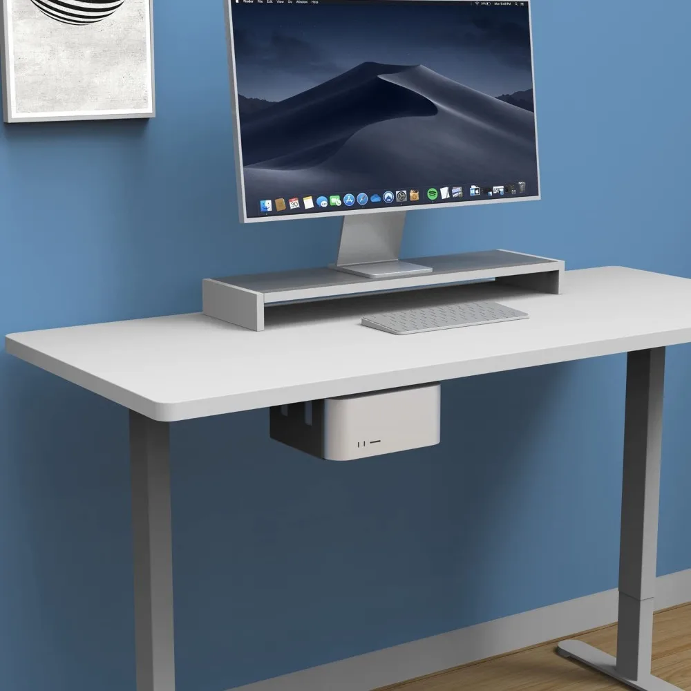 Bottom Mount Desktop Stand Cooling Function Under Desk Desk Bottom Bracket Hanging Design for Mac Studio Mac mini M4 / M4 Pro